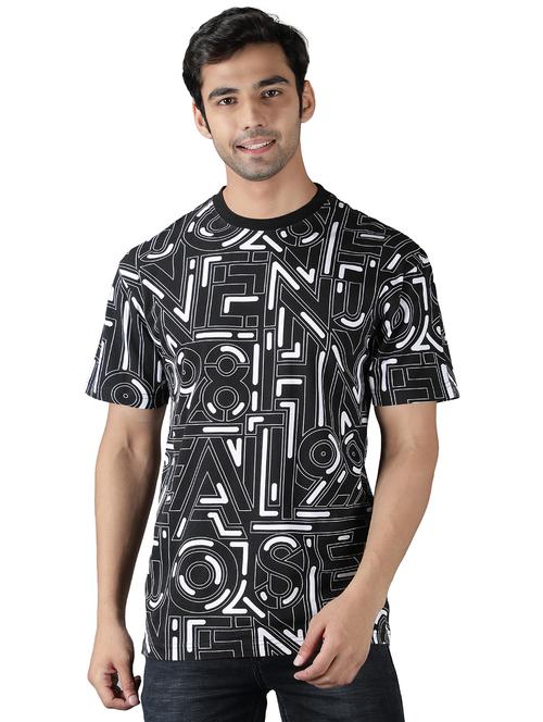 black crew neck all over print t-shirt - 20469092 - Very Small Image - 1