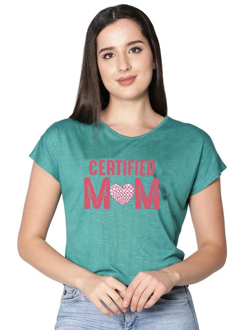 women's chest print round neck t-shirt - 20469108 - Very Small Image - 1