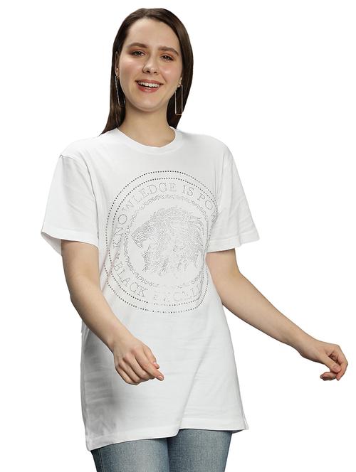 women's front print crew neck t-shirt - 20469129 - Very Small Image - 1