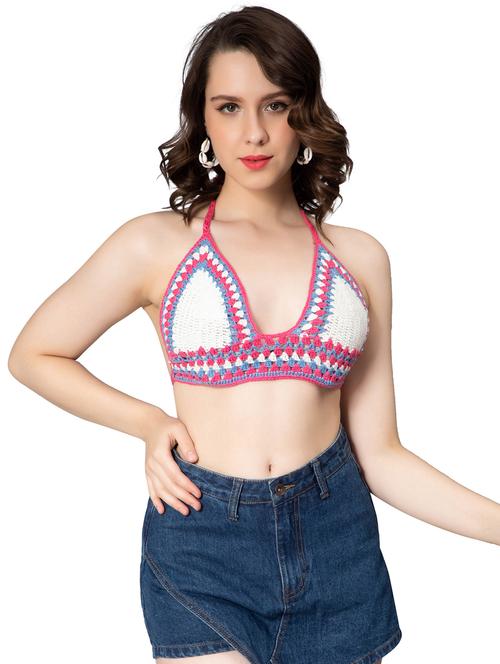 multi colored crochet halter neck top - 20469175 - Very Small Image - 1