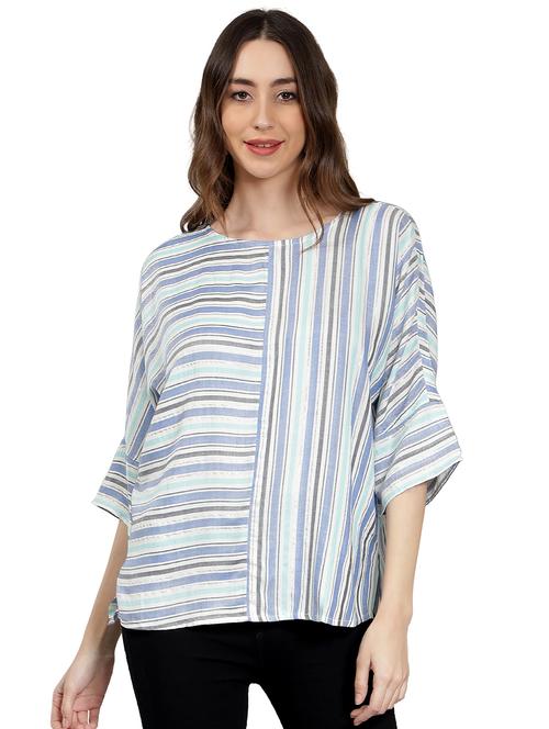 multi color stripes boxy top - 20469180 - Very Small Image - 1