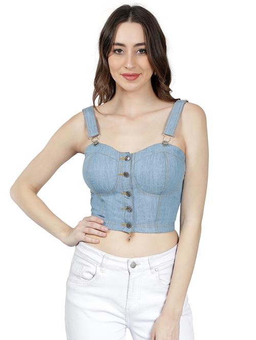 light blue solid crop top - 20469188 - Very Small Image - 1