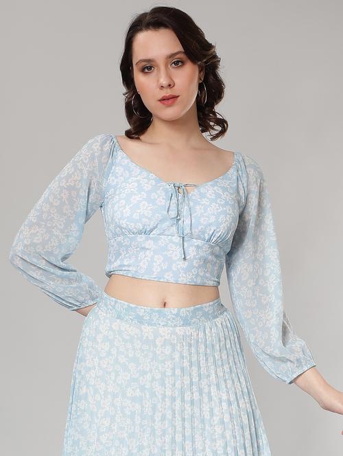 light blue floral crop top - 20469197 - Very Small Image - 1