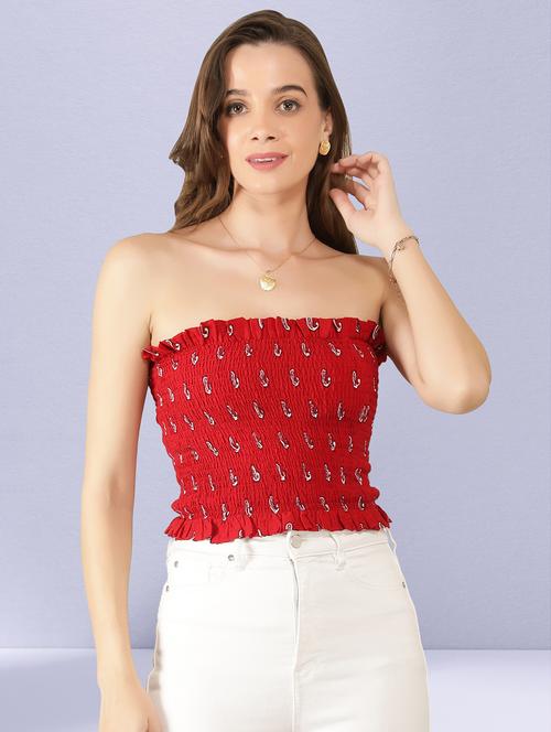 red printed tube top - 20469223 - Very Small Image - 1