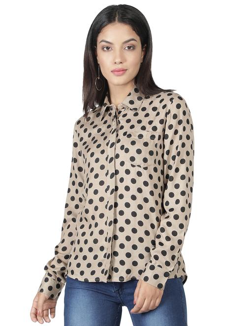 beige polka dots regular shirt - 20469228 - Very Small Image - 1