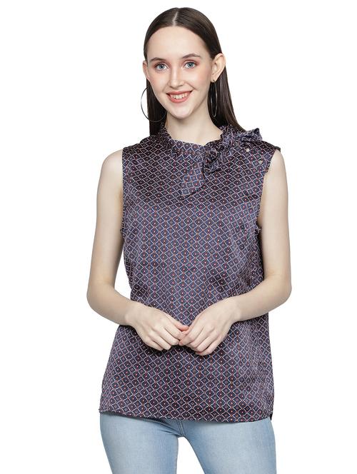 purple printed sleeveless regular top - 20469239 - Very Small Image - 1