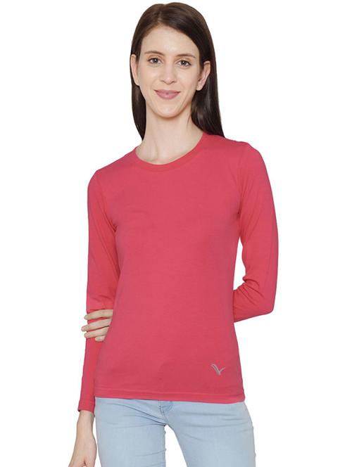 coral solid long sleeves regular t-shirt - 20469674 - Very Small Image - 1