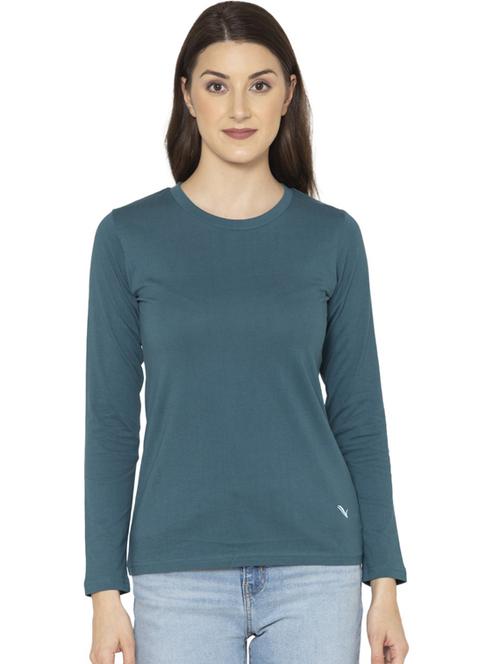 teal solid long sleeves regular t-shirt - 20469676 - Very Small Image - 1