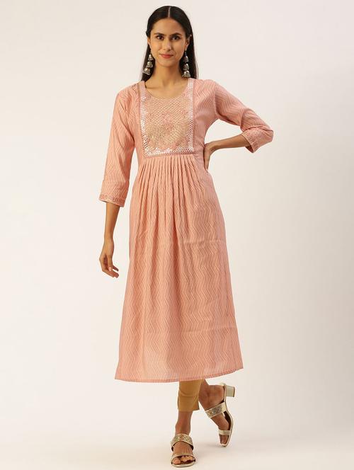 women mirror work side slit kurta - 20469991 - Very Small Image - 1