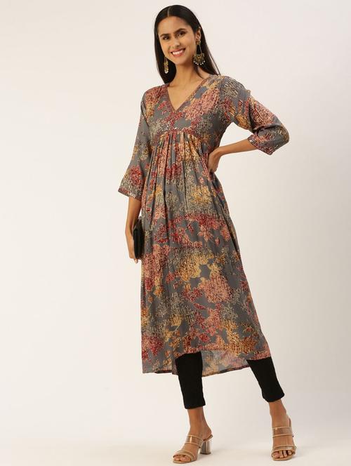 women abstract printed a-line kurta - 20470006 - Very Small Image - 1