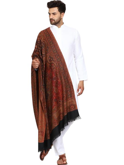 men self designed multi colored wool pashmina shawl - 20470039 - Very Small Image - 1