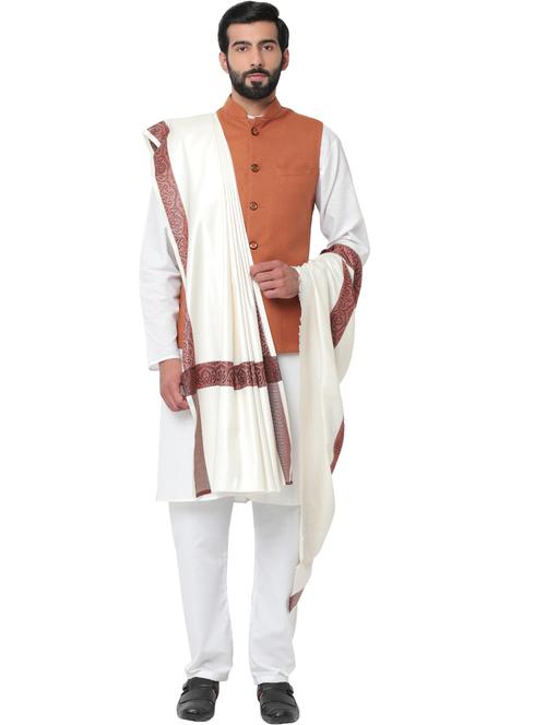 men wool pashmina shawl - 20470045 - Very Small Image - 1
