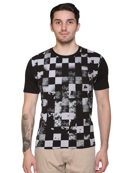 black short sleeves front print t-shirt - 20471360 - Very Small Image - 1