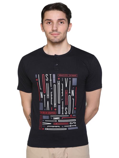 black short sleeves front print t-shirt - 20471361 - Very Small Image - 1