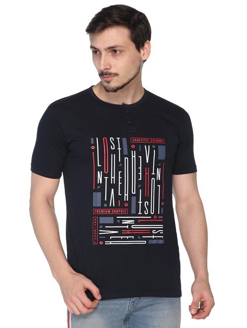 men typographic print black cotton blend t-shirt - 20471389 - Very Small Image - 1