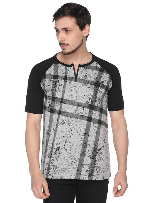men printed grey cotton blend t-shirt - 20471393 - Very Small Image - 1
