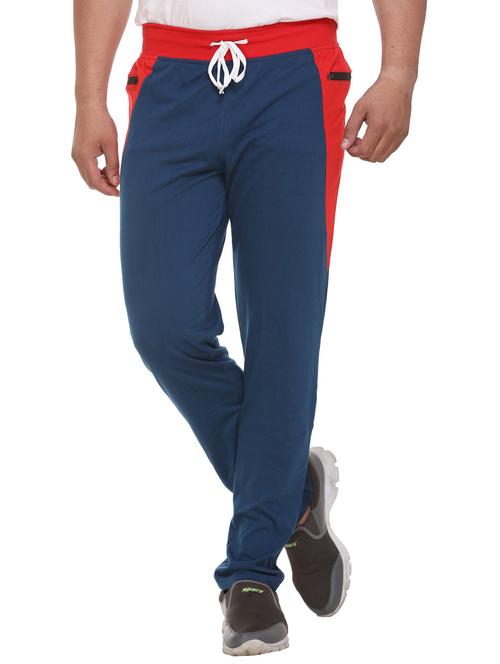 men's blue cotton blend color block track pant - 20471525 - Very Small Image - 1