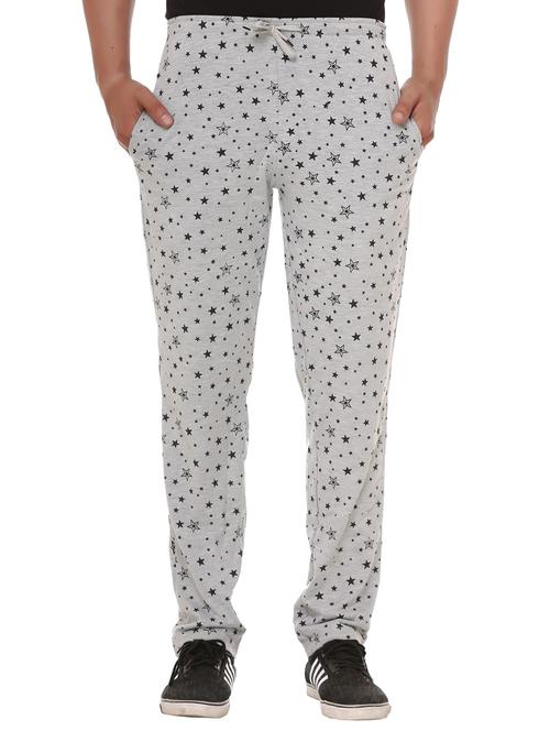 men's grey cotton blend printed track pant - 20471895 - Very Small Image - 1