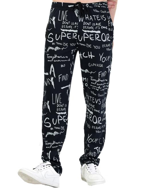 men's black cotton printed track pant - 20471896 - Very Small Image - 1