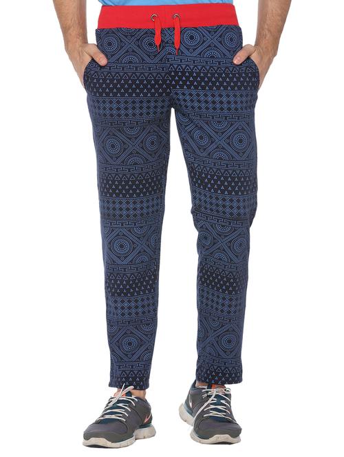 men's blue cotton blend printed track pant - 20471975 - Very Small Image - 1