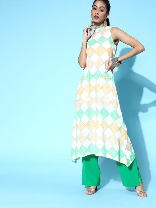 women geometric printed asymmetric kurta - 20473274 - Very Small Image - 1