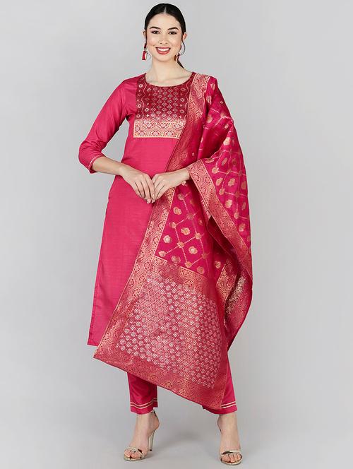 pink silk blend suit set - 20473334 - Very Small Image - 1