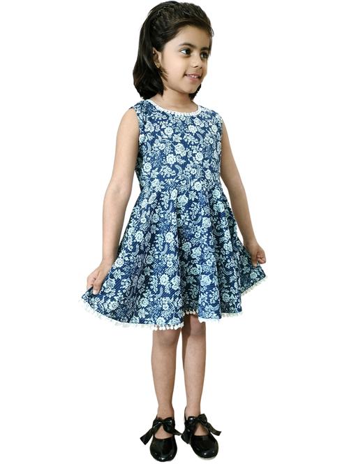 girls floral print round neck frock - 20473487 - Very Small Image - 1