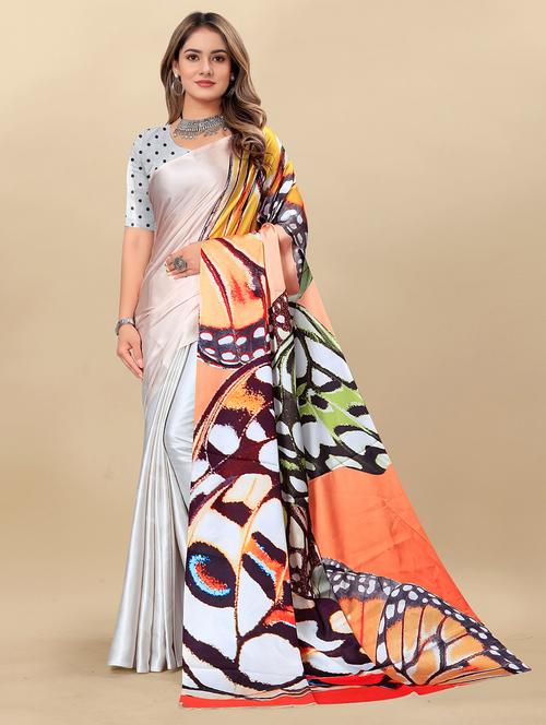 women's abstract multi colored saree - 20474150 - Very Small Image - 1