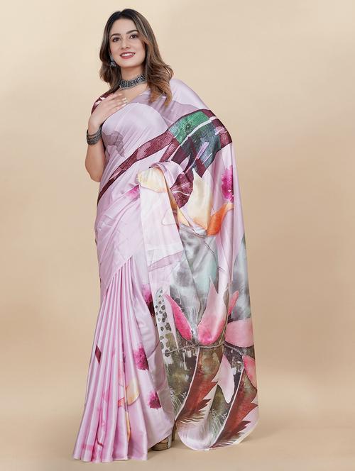 women's floral lavender colored saree - 20474164 - Very Small Image - 1