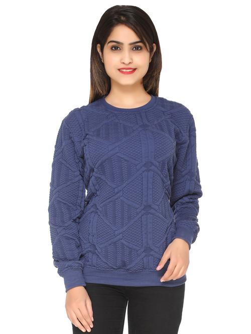 blue self design regular pullover - 20474486 - Very Small Image - 1