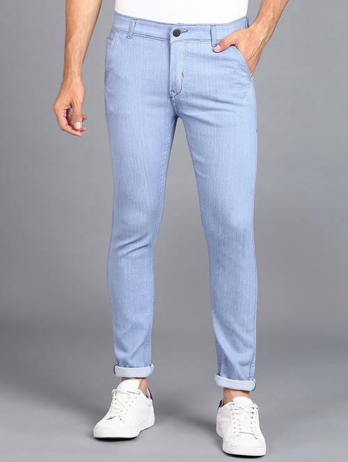 men solid light blue denim washed jeans - 20474893 - Very Small Image - 1