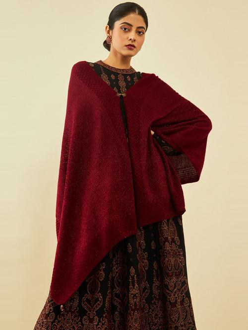women woollen self design shawl - 20474929 - Very Small Image - 1