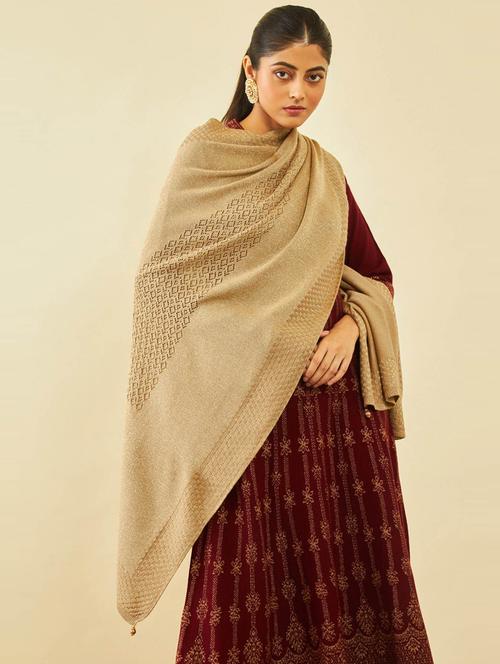 women woollen self design shawl - 20474930 - Very Small Image - 1