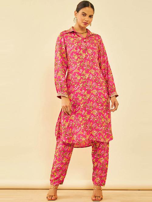 women printed top & trouser coord set - 20475749 - Very Small Image - 1