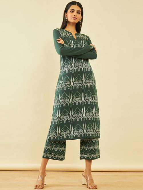 olive green kurta palazzo set - 20475756 - Very Small Image - 1