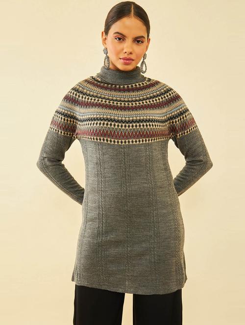 women grey wool cardigan - 20475818 - Very Small Image - 1