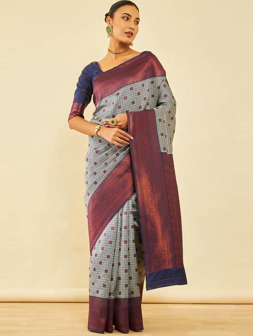 contrast border self design saree - 20475868 - Very Small Image - 1