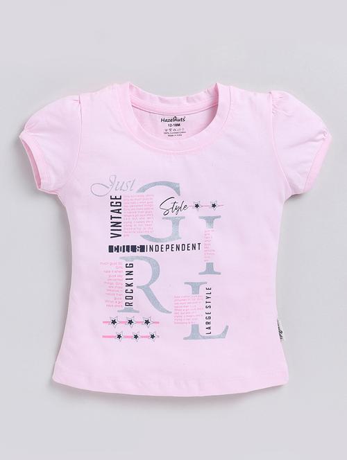 girls typography print round neck cotton tee - 20476109 - Very Small Image - 1