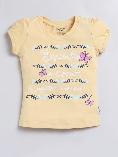 girls printed round neck cotton tee - 20476112 - Very Small Image - 1