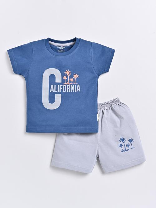 boys typography print shorts twin set - 20476176 - Very Small Image - 1