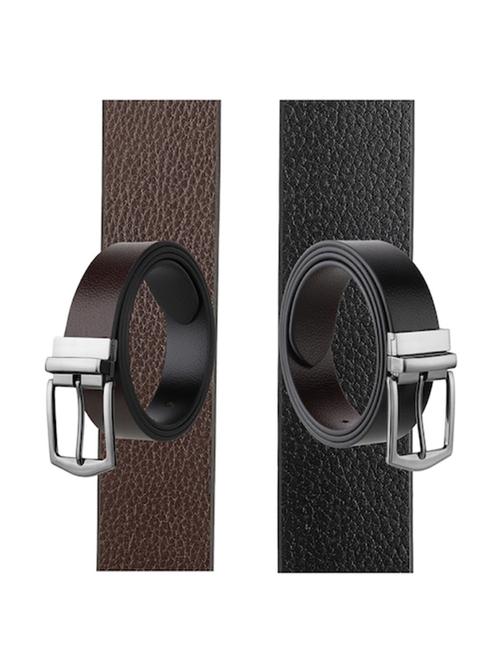 men black & brown solid reversible belt - 20478042 - Very Small Image - 1
