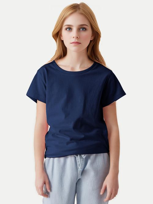 girls solid round neck tee - 20478334 - Very Small Image - 1