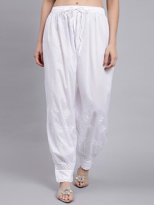 hand embroidered white harem pant - 20478473 - Very Small Image - 1