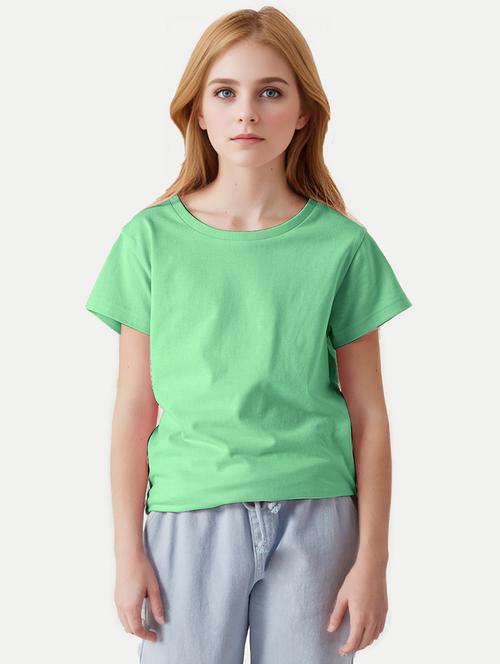 girls round neck solid regular tees - 20478567 - Very Small Image - 1