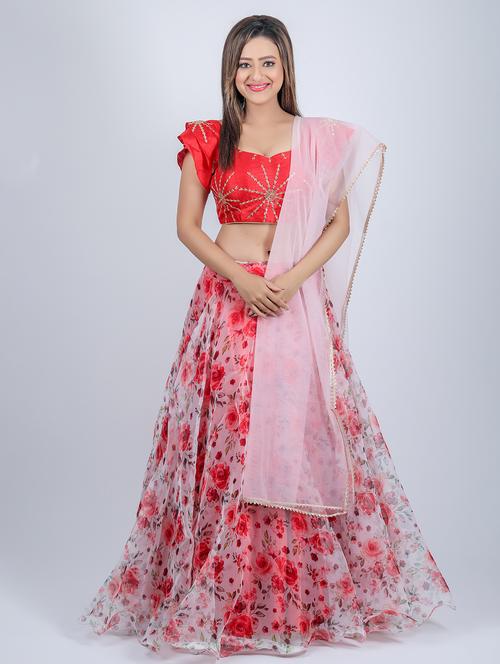 women red semi-stitched lehenga choli with dupatta - 20483828 - Very Small Image - 1