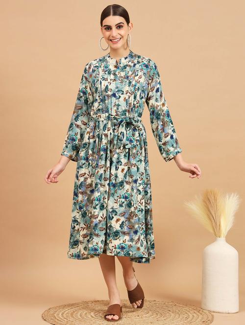 multi color floral fit & flare dress - 20484353 - Very Small Image - 1