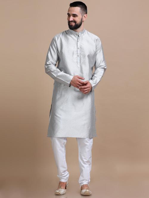 grey self design long sleeve kurta - 20484538 - Very Small Image - 1