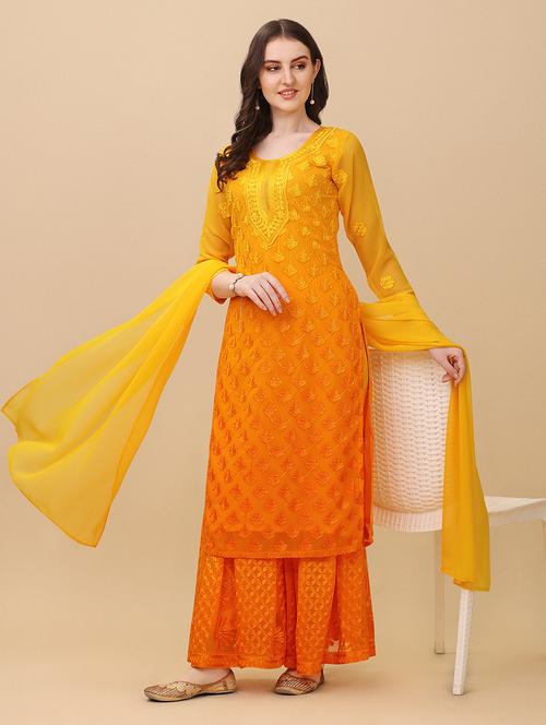 yellow kurta sharara set with dupatta - 20484575 - Very Small Image - 1