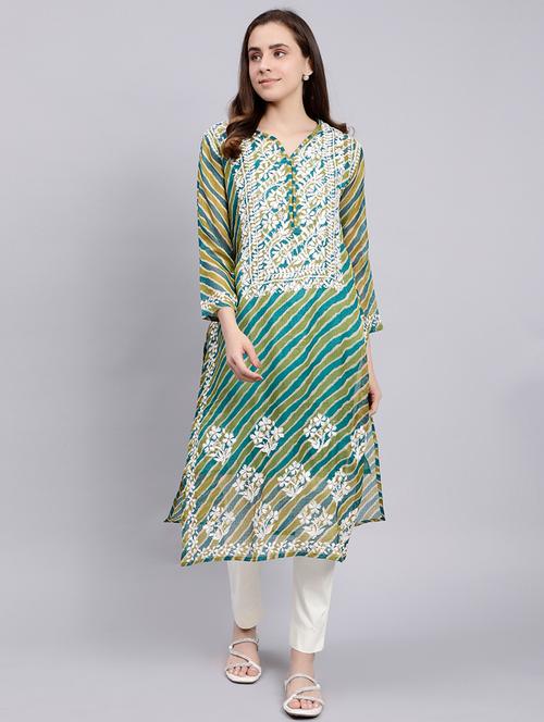 women chikankari kurta pant set - 20484871 - Very Small Image - 1