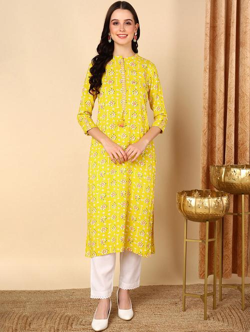 floral straight kurta - 20484961 - Very Small Image - 1